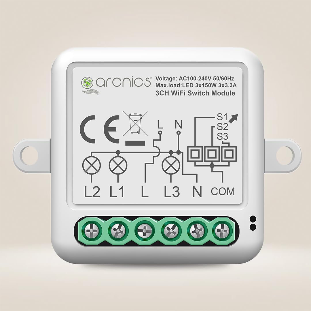 3 Node Smart WiFi Retrofit Switch | WiFi Controlled | Works with Smart Life, Alexa, Google | Fits into any Existing Switch Board | DIY 3 Channel/Gang Module