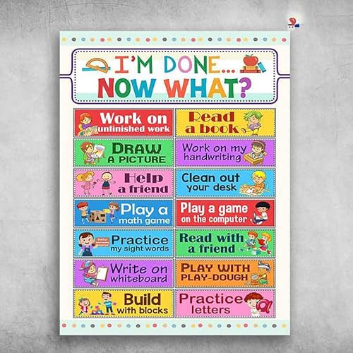 Classroom Rules Classroom Poster I'm Done Now What Work On UnfinishedWork Read A Book �u���L�Ŕ� �Ǐ���� �|�X�^�[ �Ƃ̑����p �o�[�A���X�g�����A�J�t�F�A�p�u�A12x8