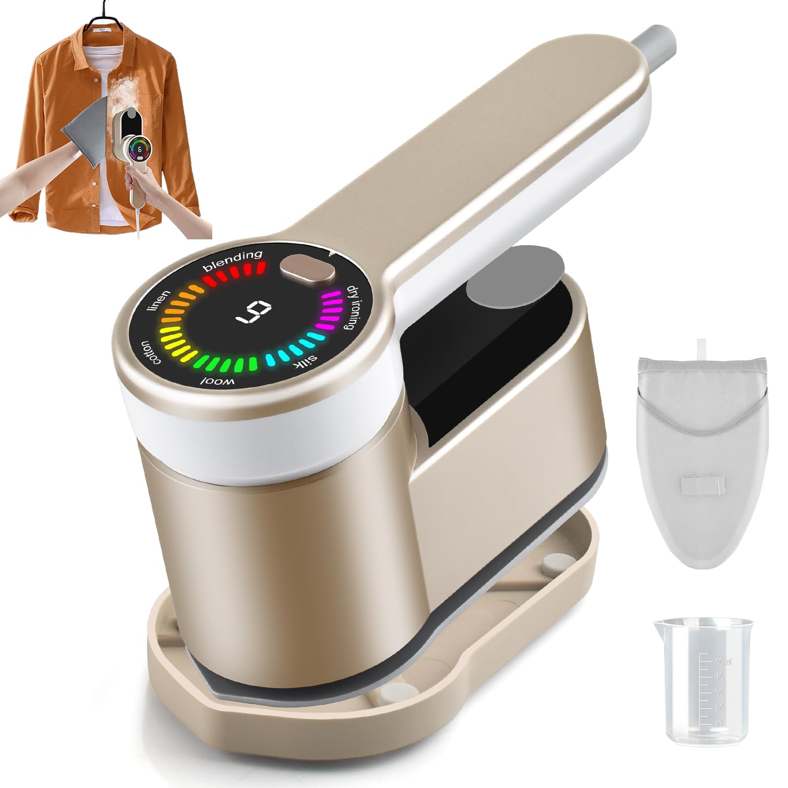 Przenośne pionowe żelazko 2 w 1 Podróżna profesjonalna prasownica parowa parowa prasowanie pozioma mini mała prasownica LCD 1200 W parowiec odzież + rękawice do prasowania