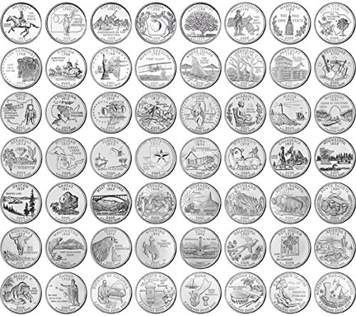 Complete 50 Uncirculated State (99-08) Quarter Collection Set + 6 Territory Quarters from The US Territories Program in a Beautiful Folder Display Book (Complete Set)