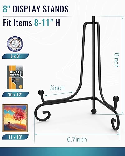 Miniatura 7 de Soporte de Exhibición de Hierro 10 Paquetes, Soporte de Plato de 8 Pulgadas Soporte de Imagen Soporte de Foto para Exhibición, Soporte de Caballete