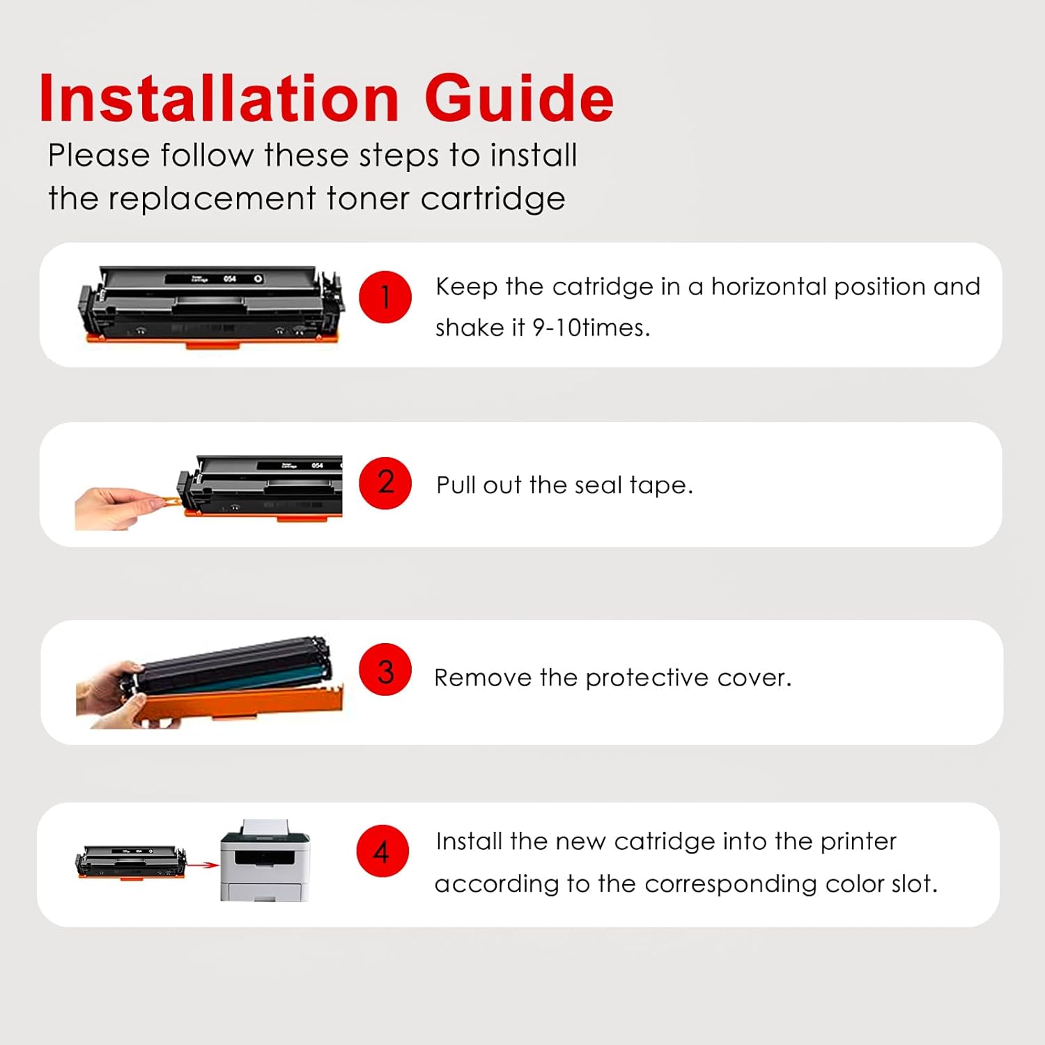 054 CRG054 Toner Cartridge Set Replacement for Canon 054 CRG-054 Toner Cartridge Work with ImageCLASS MF644Cdw MF642Cdw LBP623Cw MF641Cw MF644Cdw Pinter (Black Cyan Magenta Yellow, 4-Pack)