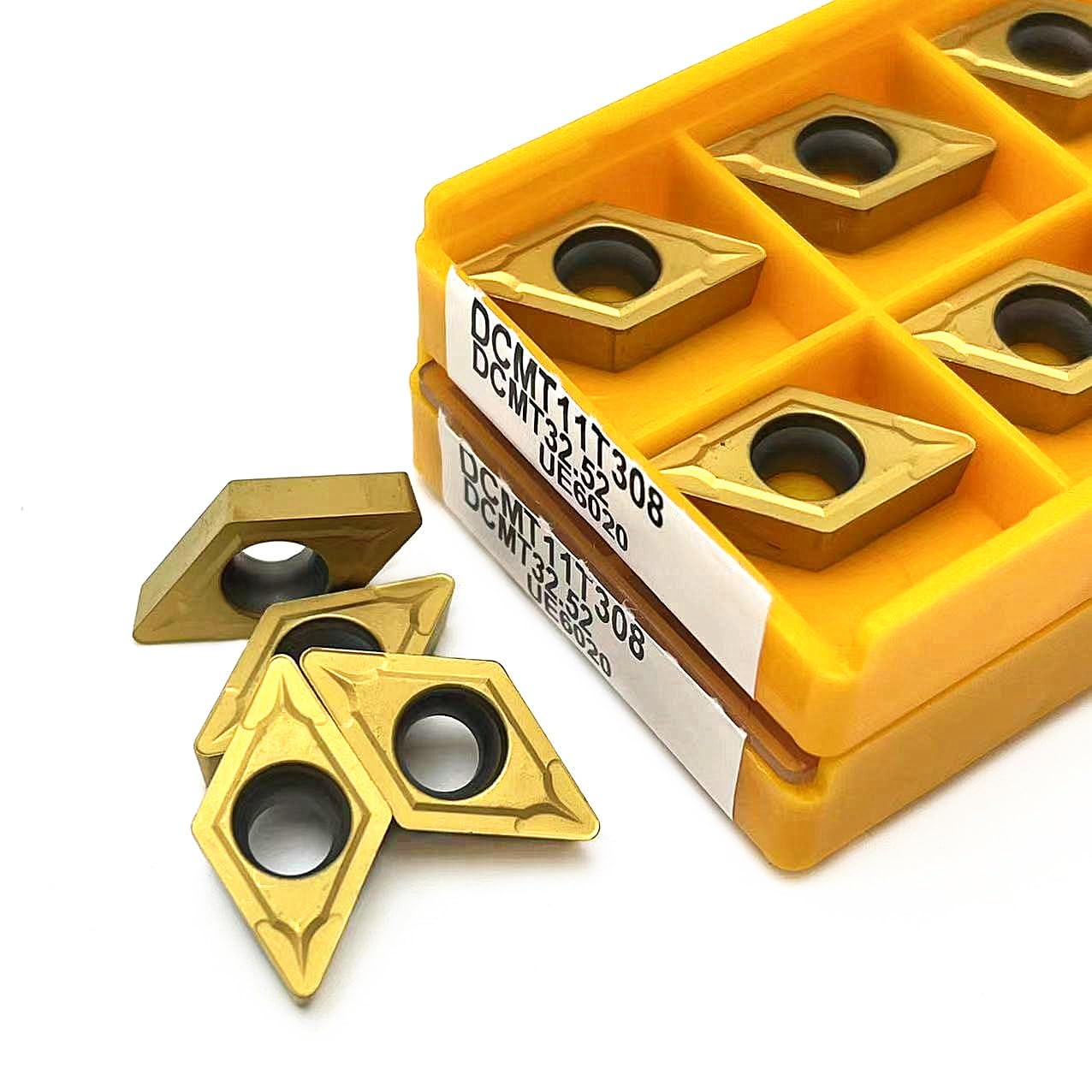 Herramientas de torno de acero inoxidable. 10 Uds DCMT11T304 DCMT11T308 DCMT070204 VP15TF US735 UE6020 herramientas de torneado interno inserto carburo DCMT insertos torno Metal(Dcmt070204 Vp15tf)