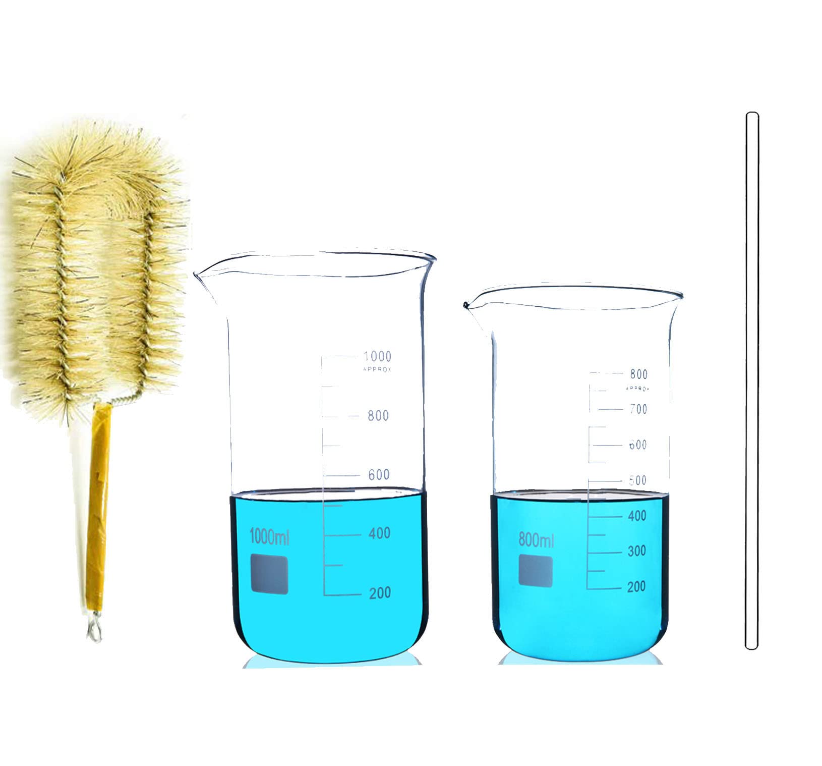 Set di bicchieri graduati, misurino in vetro, caraffa graduata con beccuccio, contenitore per liquidi, bicchiere trasparente con spazzola per la pulizia e bacchetta per mescolare, strumenti di misur