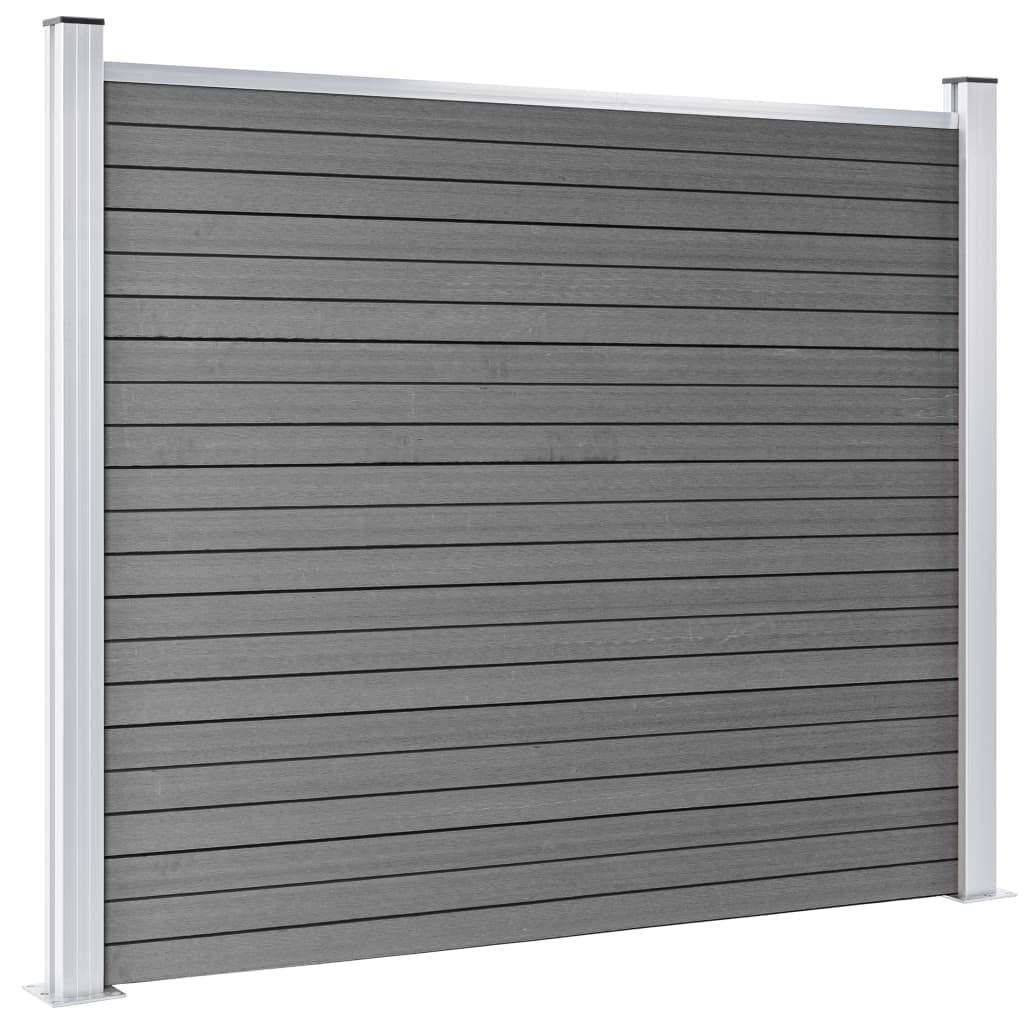 Zaunelement Set WPC 699x146 cm Grau Sichtschutz Gartenzaun mit Aluminiumprofil und Stahlpfosten langlebig wetterfest für Terrasse Vorgarten und Grundstück