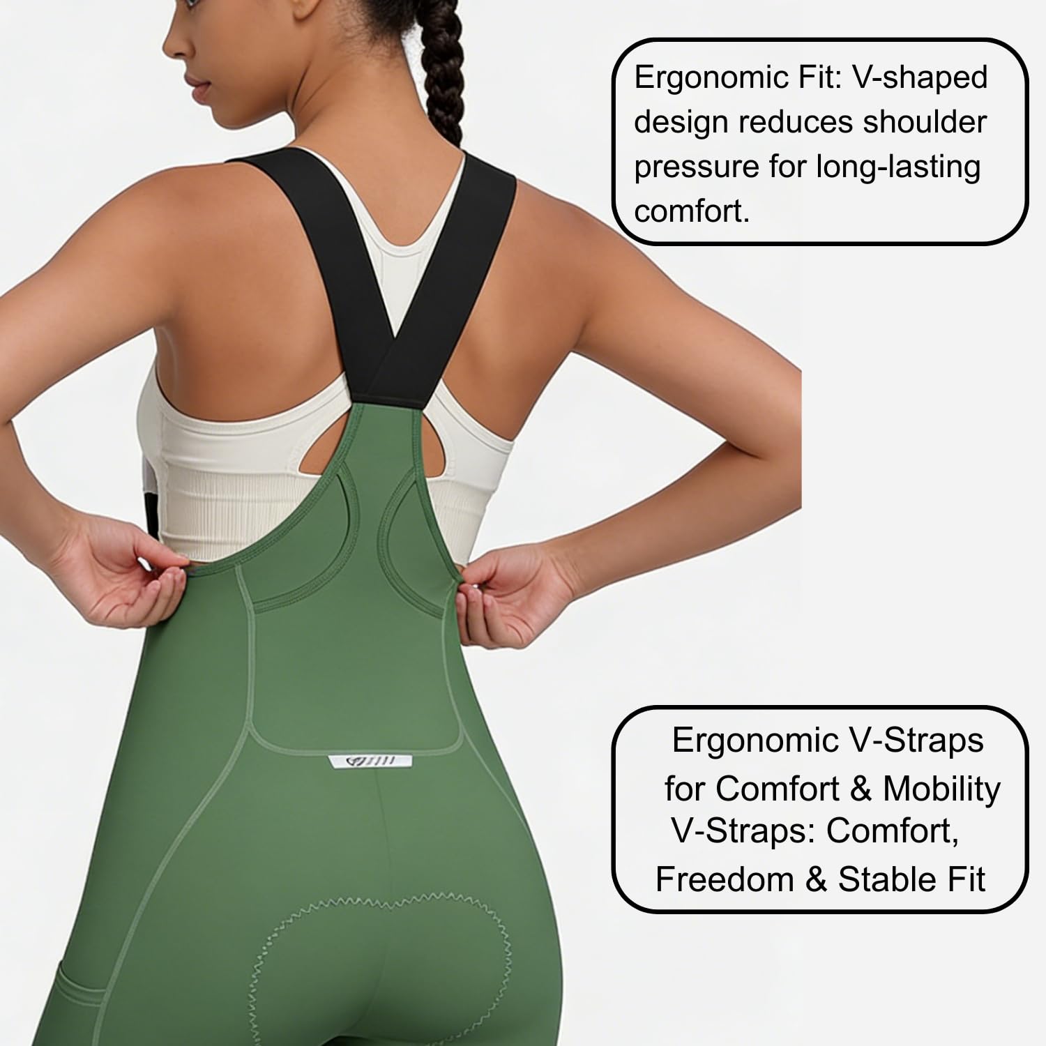 Wulibike Pantalones de ciclismo para mujer acolchados con tirantes elásticos para mujer, pantalones de ciclismo transpirables, 3 estacas, adecuado para bicicleta de carretera y bicicleta MTB