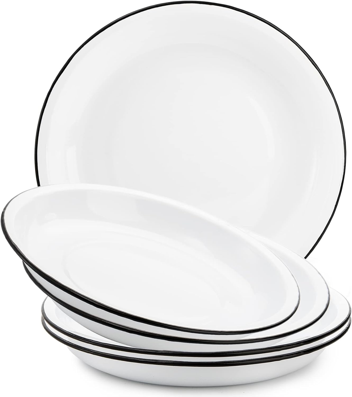 Dicunoy Pack of 5 Enamel Plates, 9.5" Unbreakable Enamelware Dinner Serving Platter