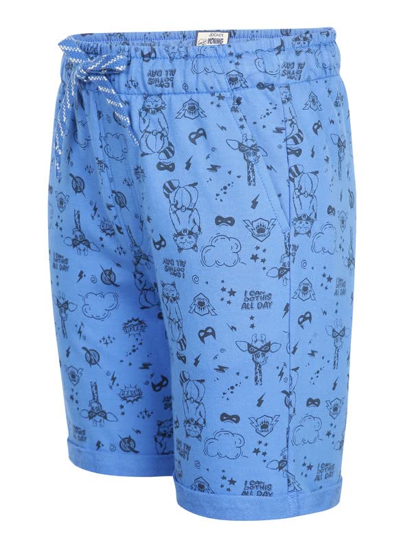 Image of Jockey CB03 Boys Super Combed Cotton French Terry Printed Shorts with Turn Up Hem Styling (Colors & Prints May Vary)