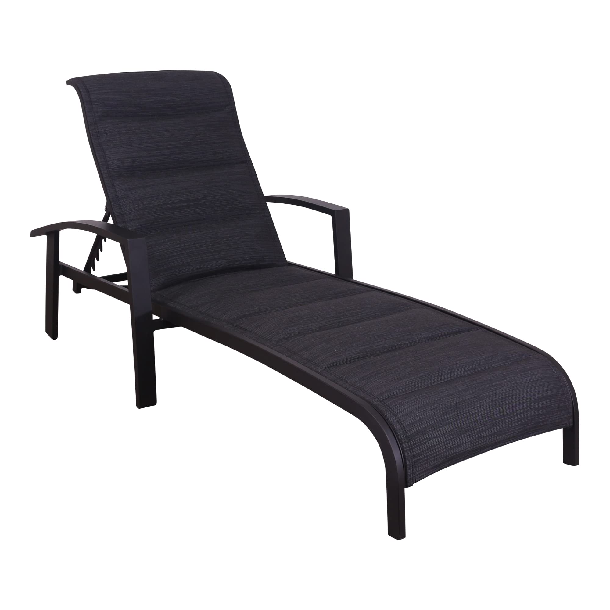 Courtyard CasualSantorini Collection 2 Padded Sling Chaise Lounge Chairs 2 Piece Set, Black