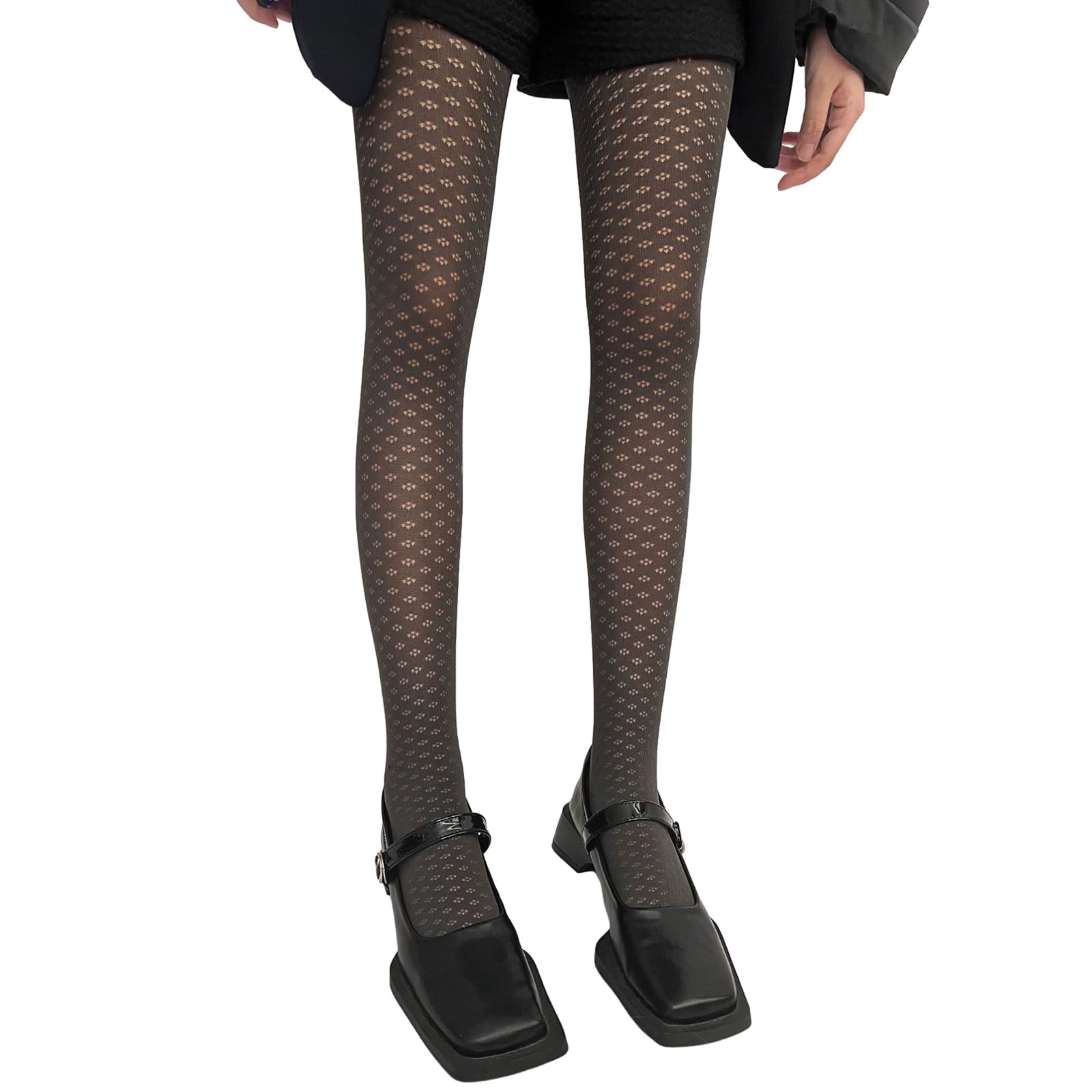 Alloneslife Unisex Gray Women's Patterned Tights Fishnet Stockings Pantyhose Stockings Leggings For Party Club(Gray)