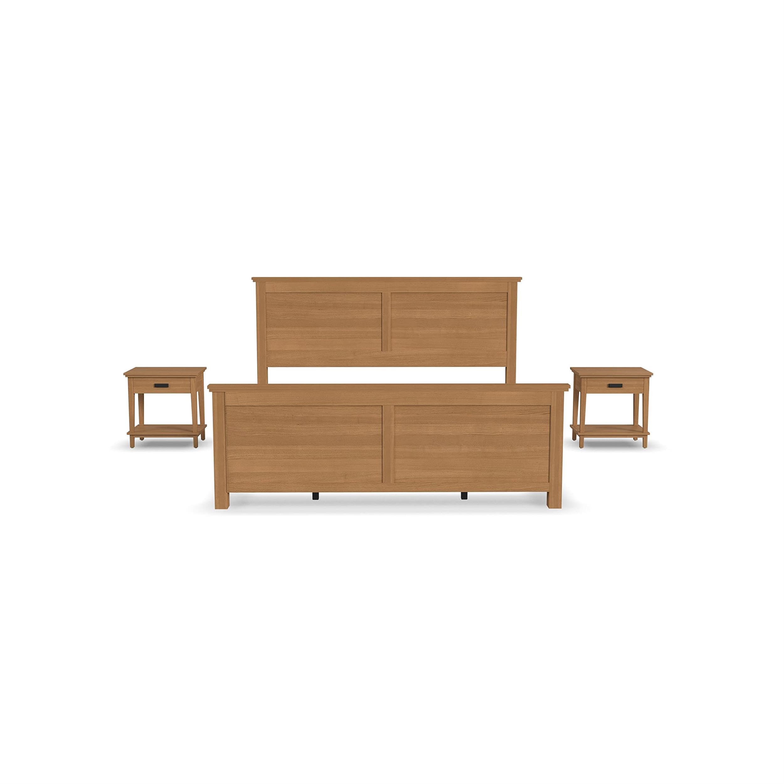 Homestyles Oak Park King Bed and Two Nightstands, Brown
