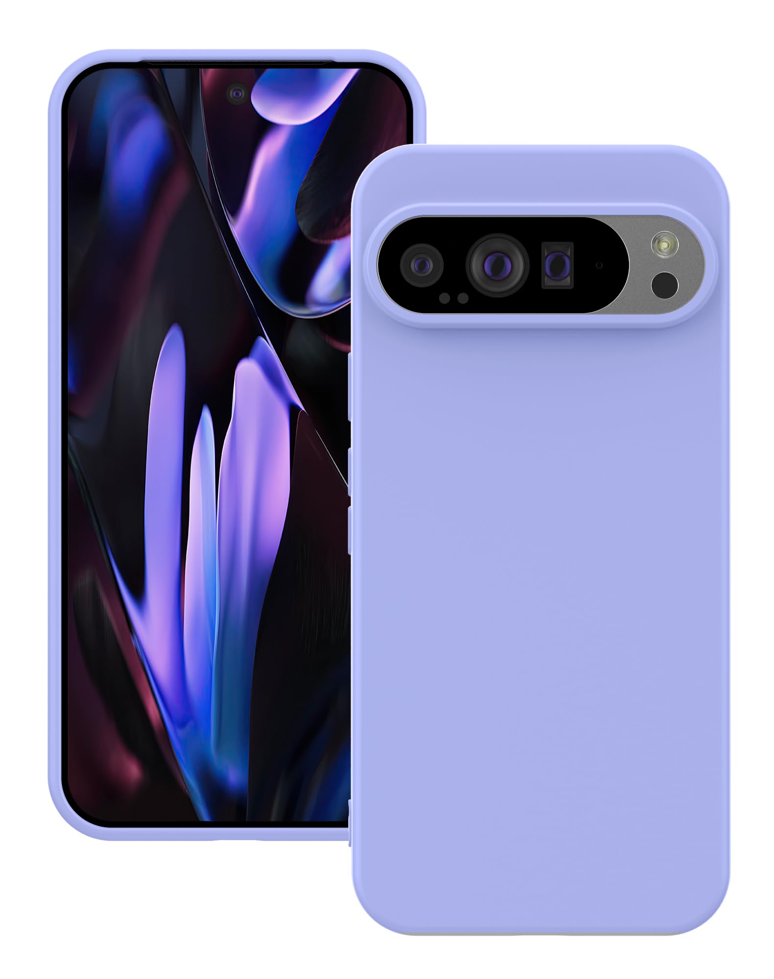 Foluu Silicone Case for Google Pixel 9 Pro XL, Liquid Gel Rubber Bumper Case with Soft Microfiber Lining Cushion Slim Hard Shell Shockproof Protective Cover for Google Pixel 9 Pro XL 2024 (Purple)