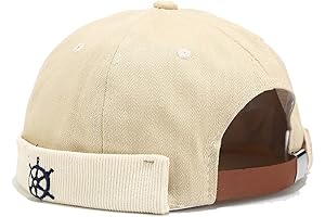 "Zegoo" Vintage Rudder Embroidery Pattern Sailor Cap Rolled Cuff Retro Brimless Hat