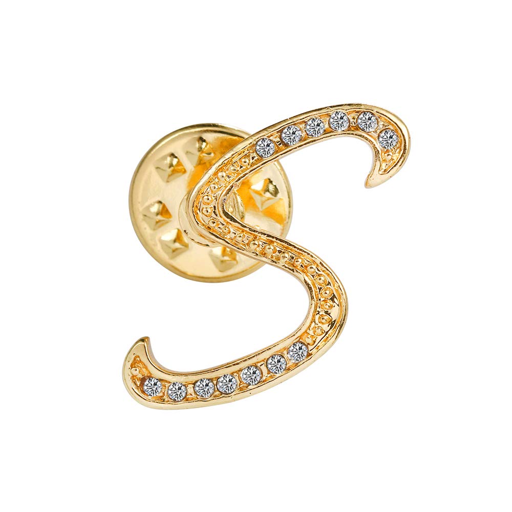 Initial Letter Brooch Pin Small Lapel Pin Tie Tack Name Personalized Gifts for Women Men Gold A-Z