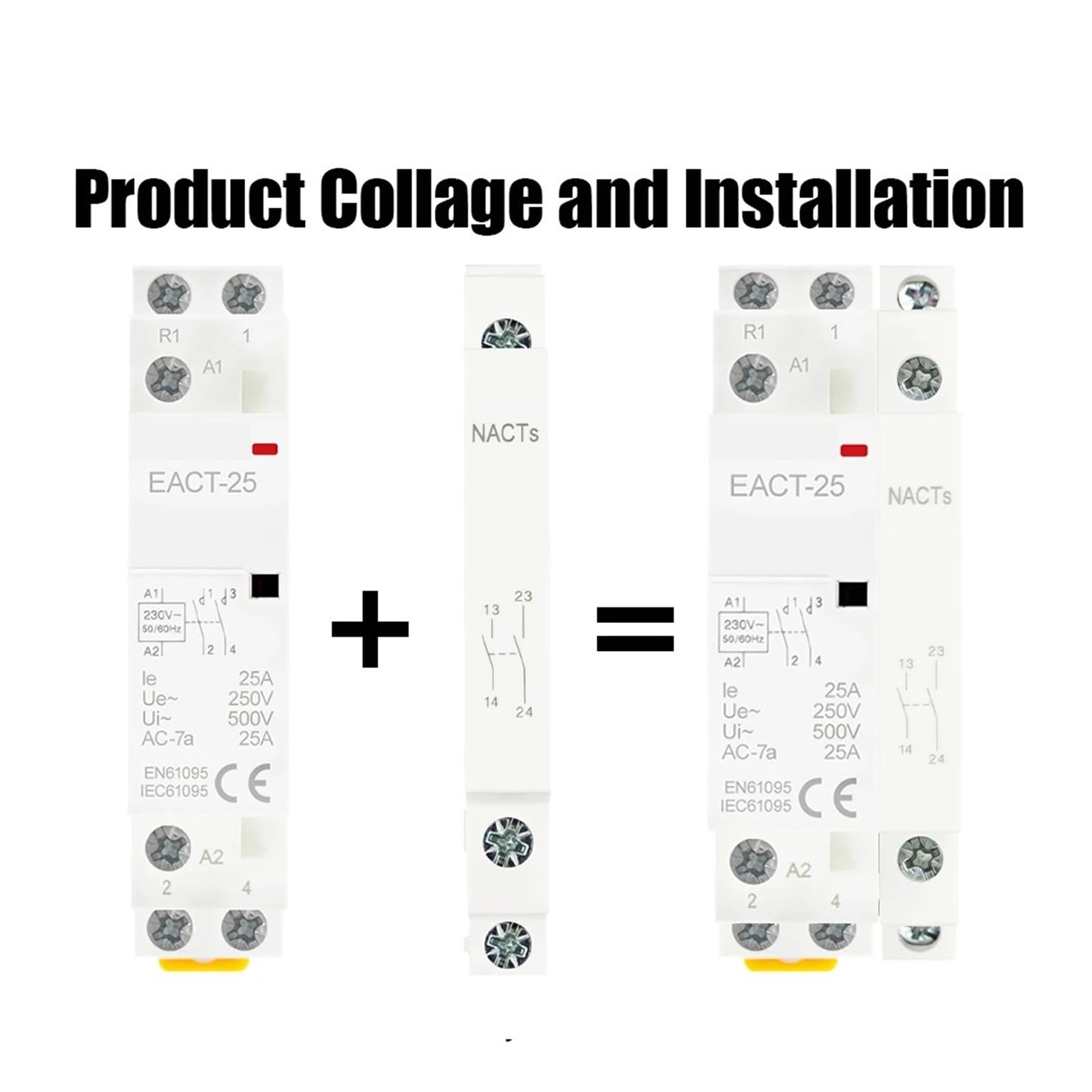 Domowy modułowy stycznik AC montowany na szynie DIN 2P 16A 20A 25A 2NO 2NC 1NO 1NC AC220V AC230V 50/60Hz do domu domu hotelu (2P 16A 1NO1NC)