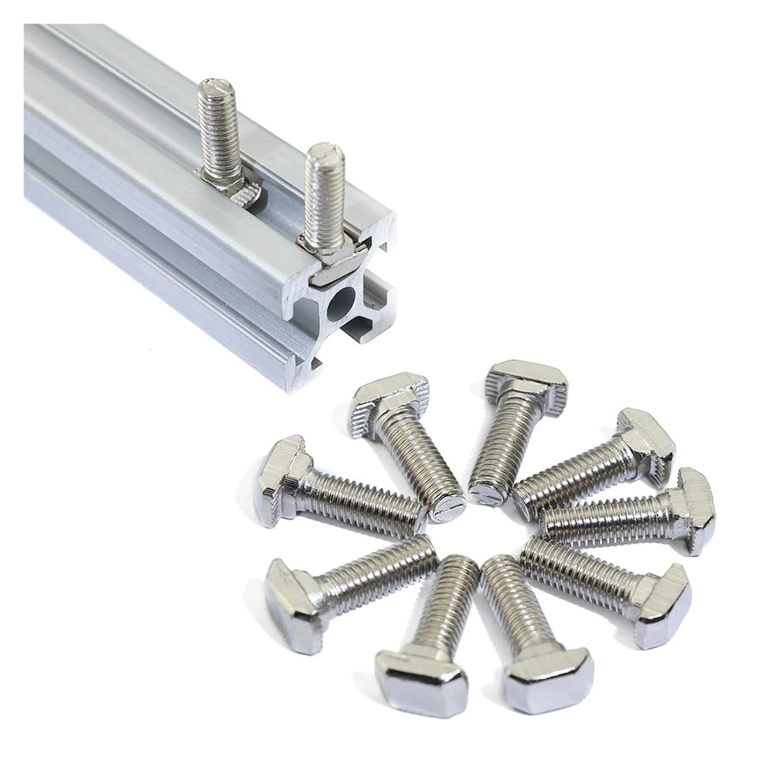 20 Sets Aluminum Profile T-Slot Screws and Flange Nuts M5 Screws and Nuts Set Industrial Accessories Aluminum Profile (Color : Bolt Length 12)
