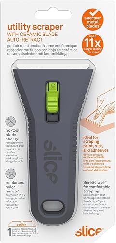 Miniatura 9 de 10593-CS Rascador de utilidad retráctil, hoja de cerámica de bloqueo, libre de óxido, apto para los dedos, agarre cómodo suave al tacto que reduce