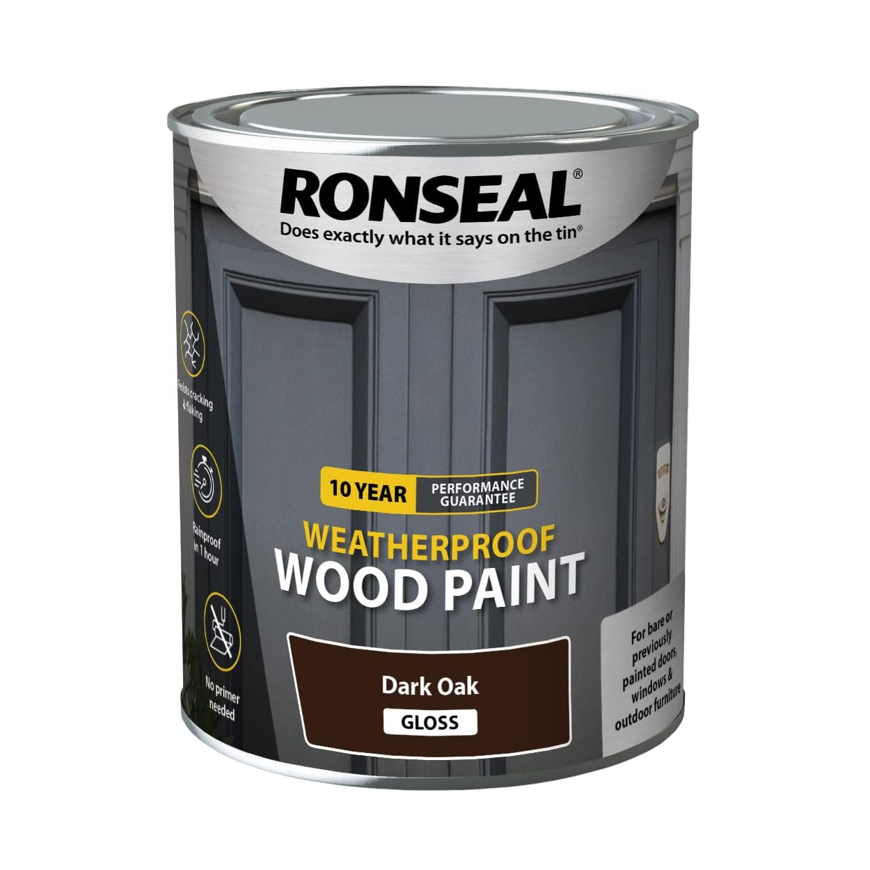 10 Year Weatherproof 2-in-1 Wood Paint Dark Oak Gloss 750ml