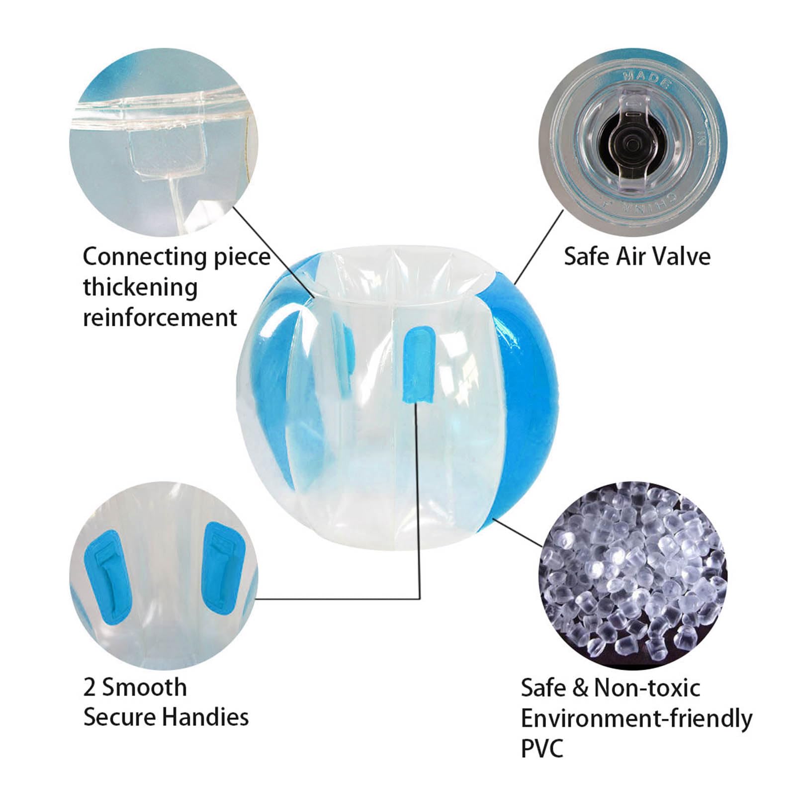 Aramox Nadmuchiwana Piłka Kolizyjna, Piłka Kolizyjna z PCV 120 Cm dla Dorosłych i Dzieci, Składana Zabawka Zderzak do Noszenia na Zewnątrz do Gier Zespołowych na świeżym Powietrzu, Impreza Podwórku