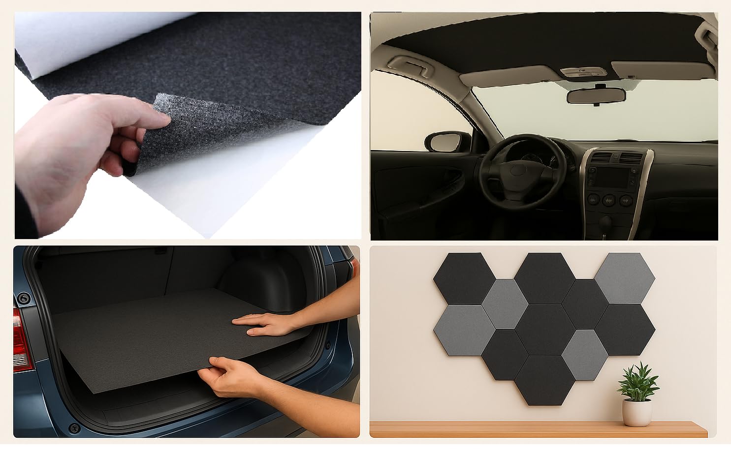 Feutrine Autocollante Noir 50x150cm - Rouleau de Feutrine Adhésive - Tissu Feutre Épais 4mm - Isolation phonique pour voitures et camping-cars - Feutrine loisirs créatifs - DIY