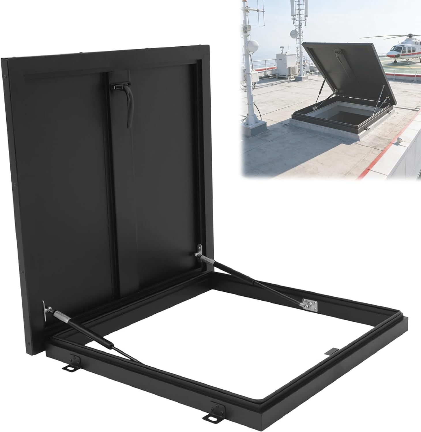 Roof Hatch Door Skylight, 22x27in / 55.9x68.6cm Galvanized Steel Plate, Thermal Insulation, Customizable Size, Emergency Escape for Industrial Factories and Warehouses