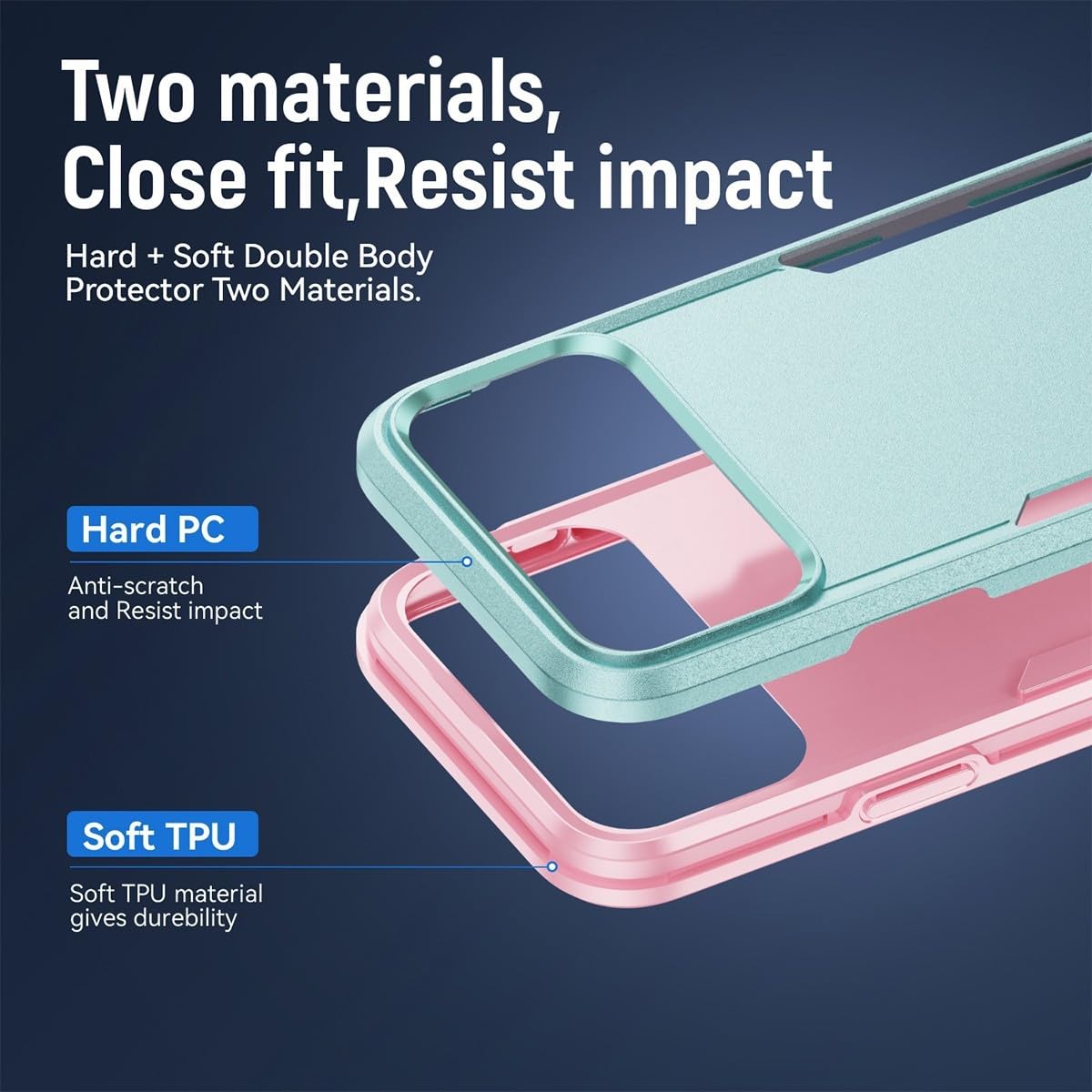Generic Funda compatible con iPhone 15 (color: blanco y rosa) de doble capa a prueba de golpes, funda de silicona dura lisa