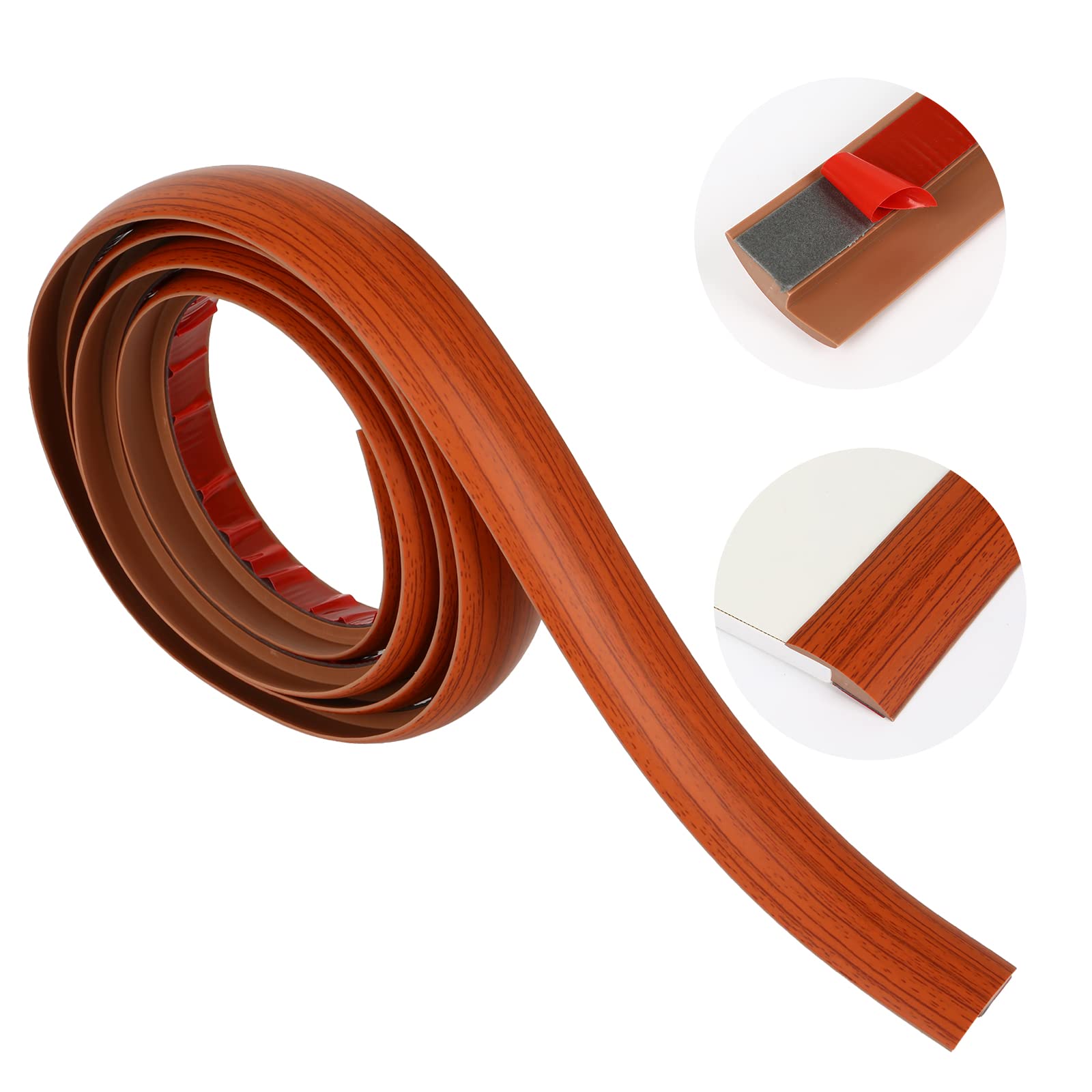 PVC drempelhelling, zelfklevend, vloer overgangsprofiel, drempel verloopstuk, eindprofiel hoogtecompensatie, afdeklijsten, overgangsrail, tapijtrandlijst (bruin, 1 meter × 1,5 cm