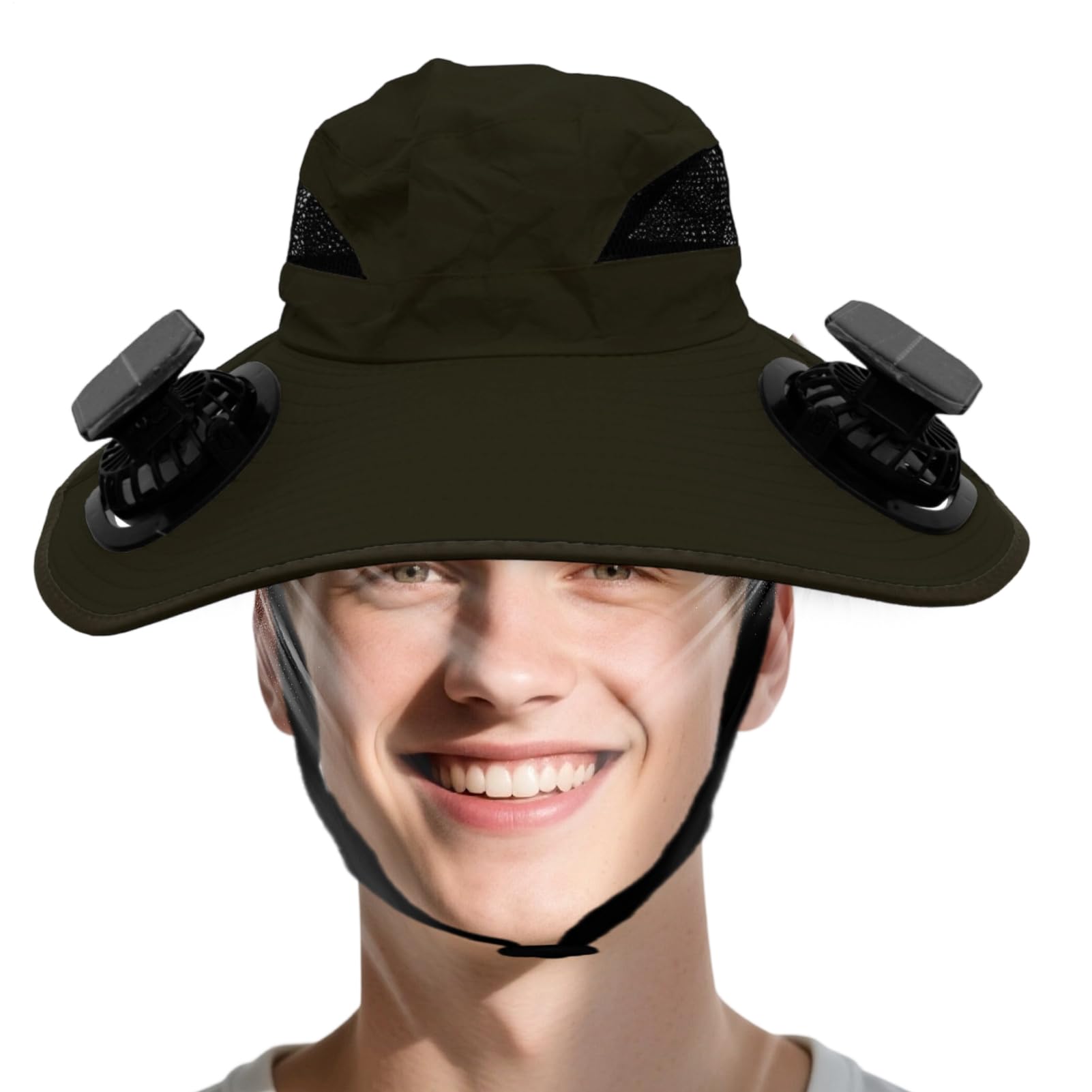 Cappello Ventilatore Alimentato ad Energia Solare Cappelli con Ampia Tesa | Copricapo Rinfrescante per Sport Viaggio Spiaggia Pesca Escursioni Campeggio