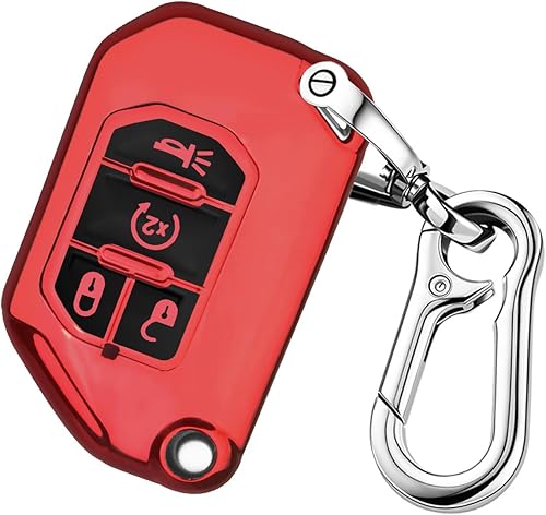 Miniatura 8 de QBUC Funda para llavero Jeep, protector de llave abatible con llavero apto para Jeep Wrangler JLU JL Gladiator Rubicon JT Accesorios para llaves