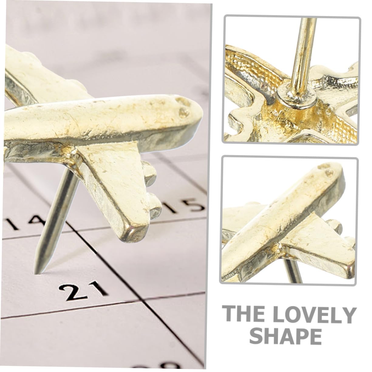 LALAFINA 120stücke Flugzeug Pinnnadeln Kreative Push Für Fotos Karten Und Notizen Zubehör Für Pinnwände Büro Und Schule Dekorative Wandstecker Goldfarbe