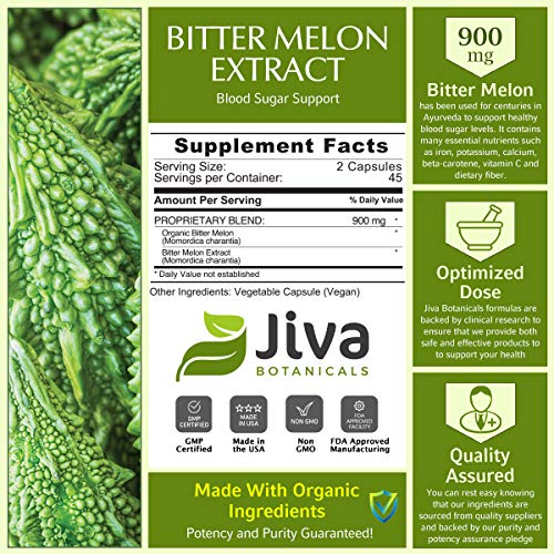Bitter Melon Capsules High Potency Bitter Melon Extract Formula for Blood Sugar Support by Jiva Botanicals