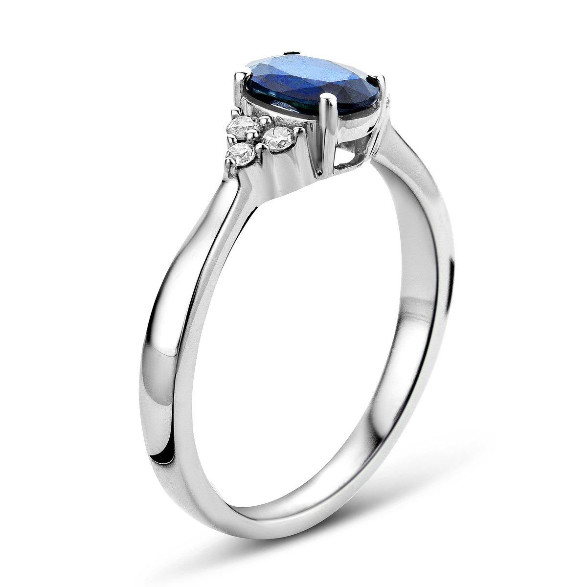 Miore MP9070R Oro Blanco Zafiro Anillo de compromiso 9 KT (375) con brillantes 0.11 ct