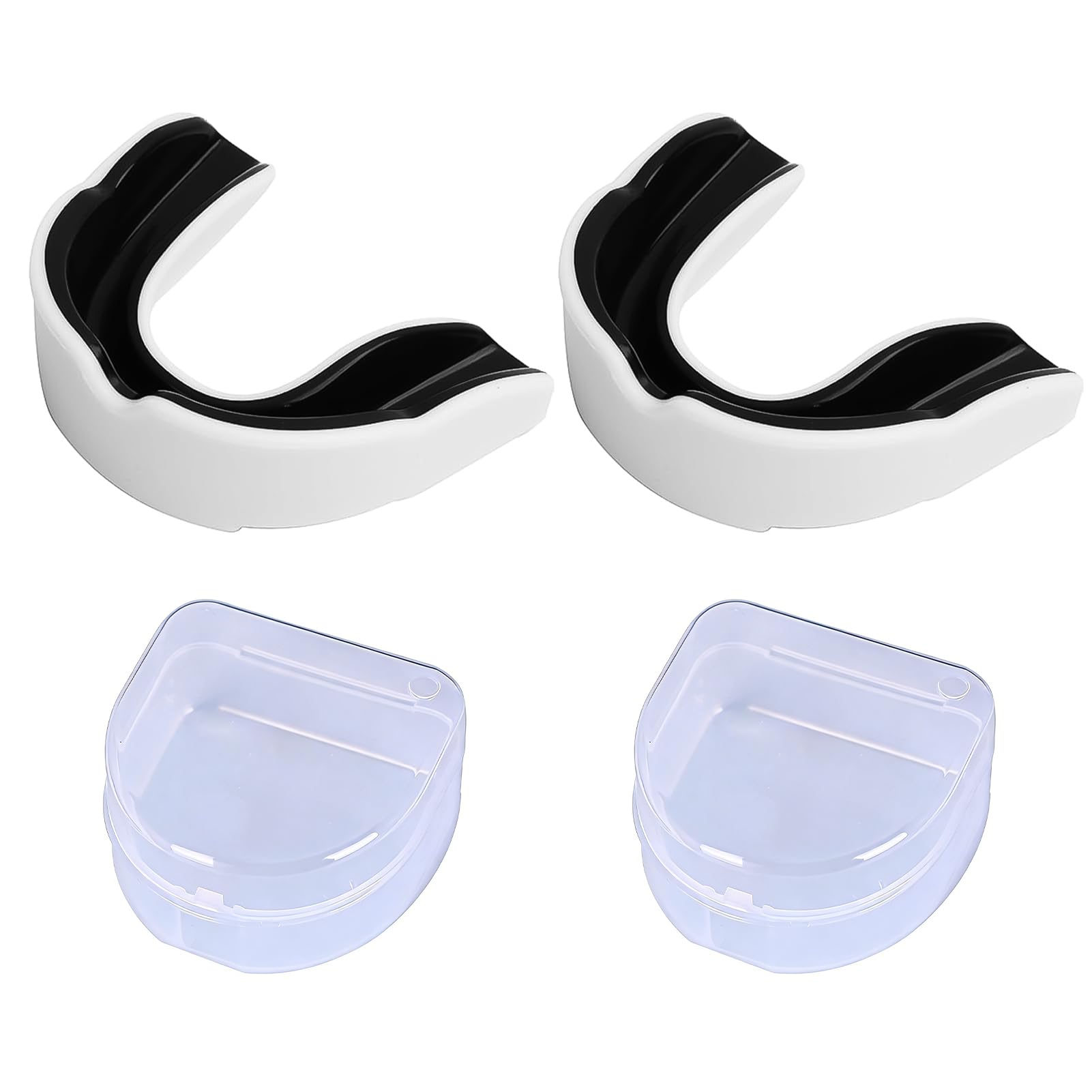 2 Pièces Protege Dents Sport, Protège Dents Boxe, Gouttière Dentaire en Silicone, Protection pour Boxe, MMA, Rugby, Hockey et Taekwondo, Ajustable, Confortable avec Boîte de Rangement, Protection Max