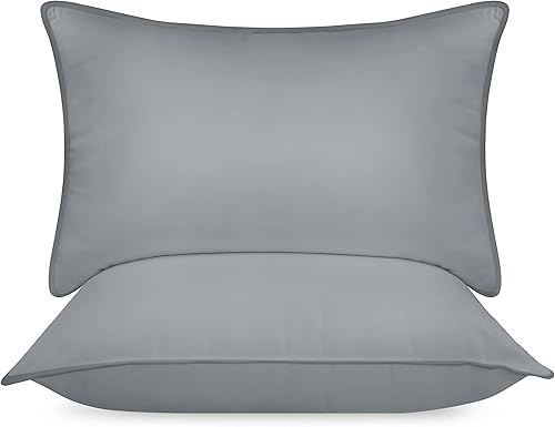 Utopia Bedding Almohadas de cama para dormir (gris), tamaño Queen, juego de 2, almohadas de hotel, almohadas refrescantes para dormir de lado,