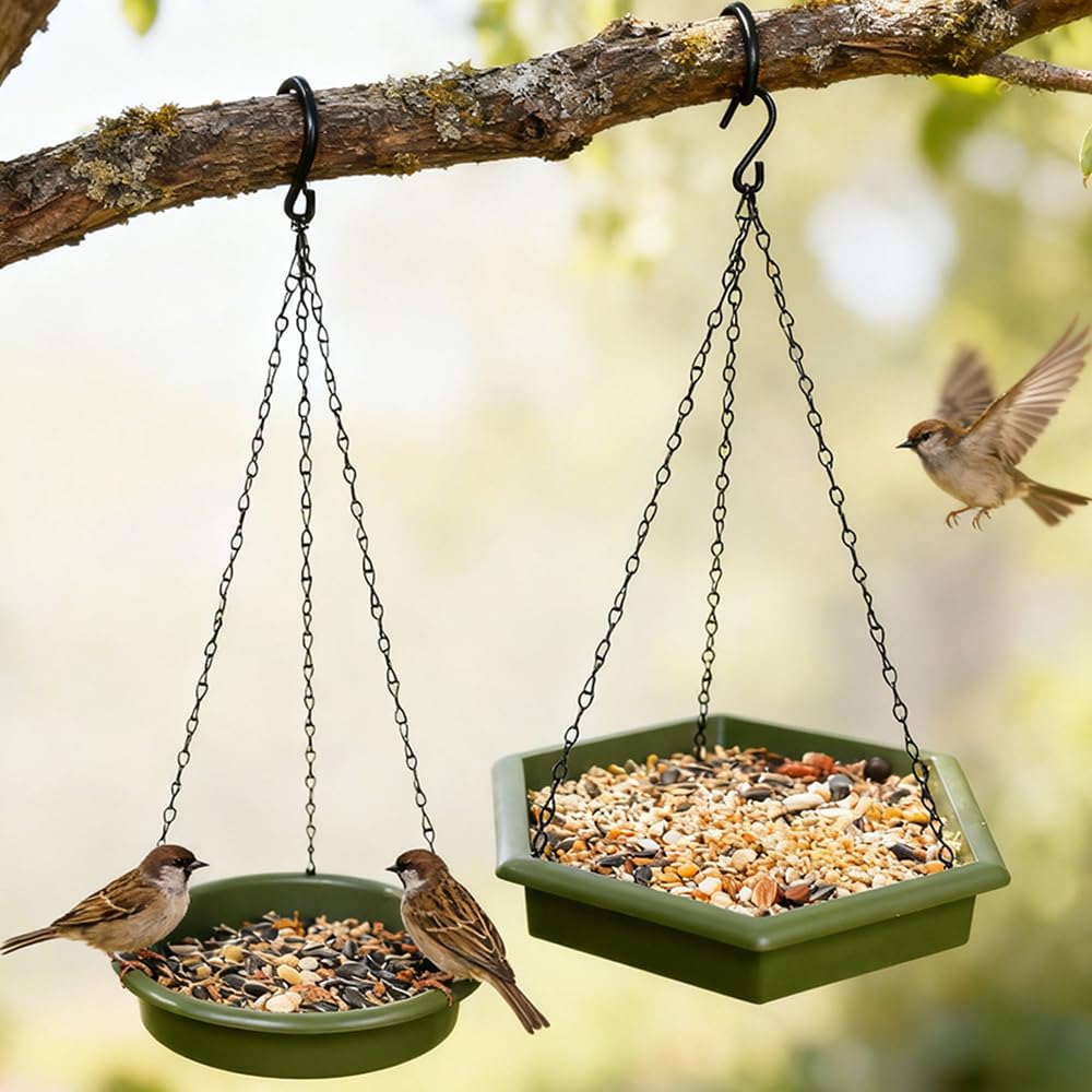 Unibos | Hanging Bird Feeder & Bath 2 In 1 - Dual Functionality, Weather Resistant, Rain Drainage, Large Capacity, Durable, Easy To Install & Maintain - For Outdoors Use - Attract Variety Of Birds
