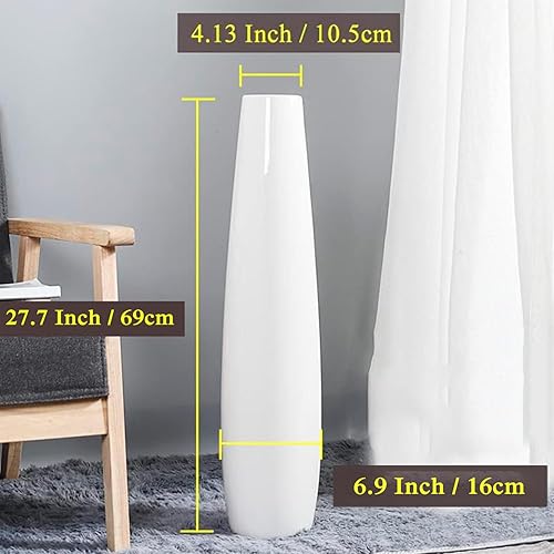 Miniatura 3 de White - Florero de cerámica de 28 pulgadas de alto, jarrones decorativos grandes para decoración moderna del hogar, sala de estar, jarrón grande de