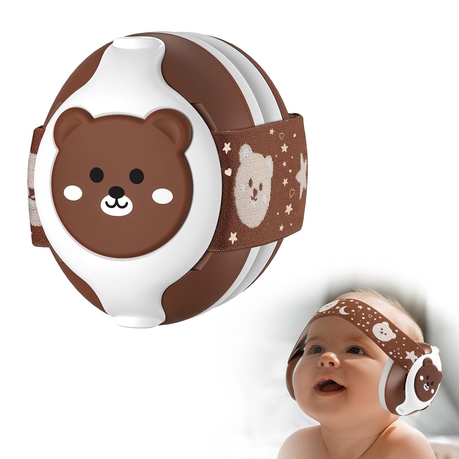 Baby Ear Protection,Bear Infant Headphones Noise Cancelling for Infant Hearing Protection Ages 0-36 Months with Adjustable Headband,25dB NRR Baby