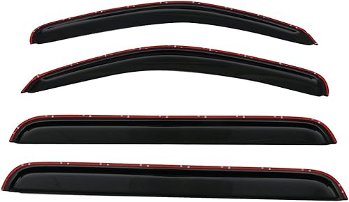 Miniatura 4 de IKON MOTORSPORTS Visera de ventana, compatible con Nissan Pathfinder 2005-2012, estilo delgado, acrílico, negro, protección contra el viento, juego