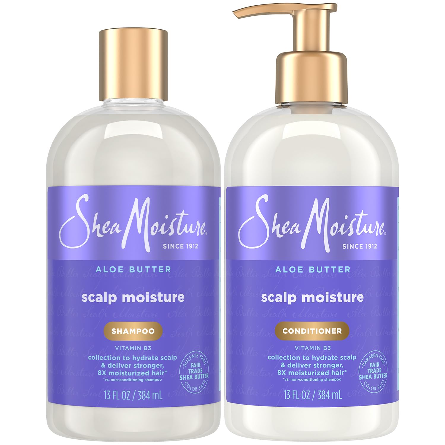 SheaMoisture Dry Scalp Shampoo and Conditioner Set with Aloe Butter & Vitamin B3 – Curly Hair Treatment, Hydrating and Repairing, 13 Oz Each