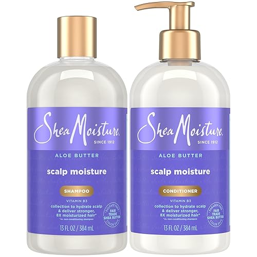 SheaMoisture Set de champú y acondicionador, humedad del cuero cabelludo con manteca de aloe y vitamina B3 – Nuevo aspecto, el mismo cuidado