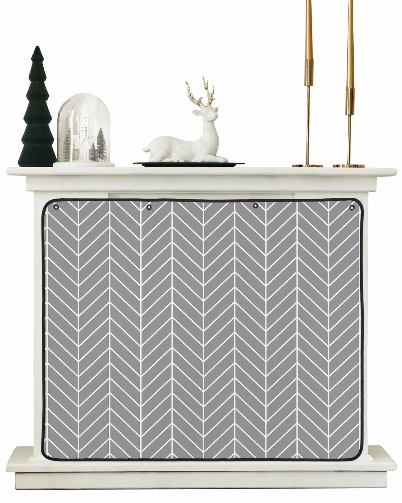 Minimalist Grey Fireplace Cover Magnetic, Indoor Fireplace Blanket Fireplace Draft Stopper Save Energy Fireplace Cover for Summer & Winter Living Room