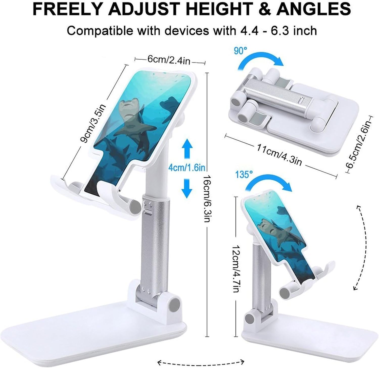 Hammerhead Sharks Foldable Phone Stand for Desk Taller Stand image 2