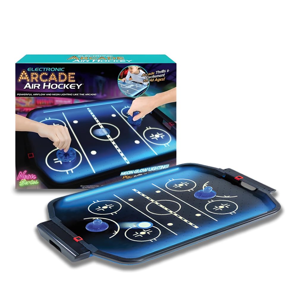 BONAFIDEElectronic Arcade Air Hockey, LED Championship Tabletop Set with 2 Puck, 2x Pushers or 1x Base unit