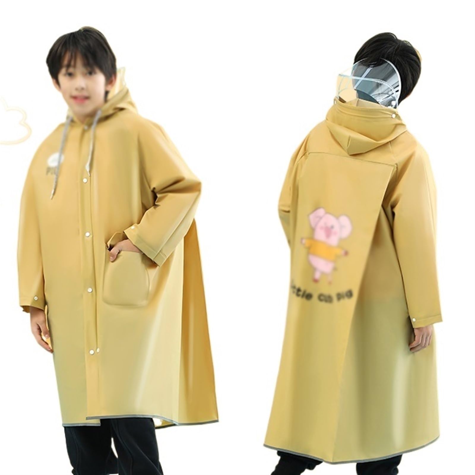 Poncho antipioggia for bambini con cappuccio, tesa doppia, impermeabile leggero, tuta antipioggia for bambini, giacca poncho impermeabile, riutilizzabile, for bambini dai 4 ai 16 anni ( Color : Yellow