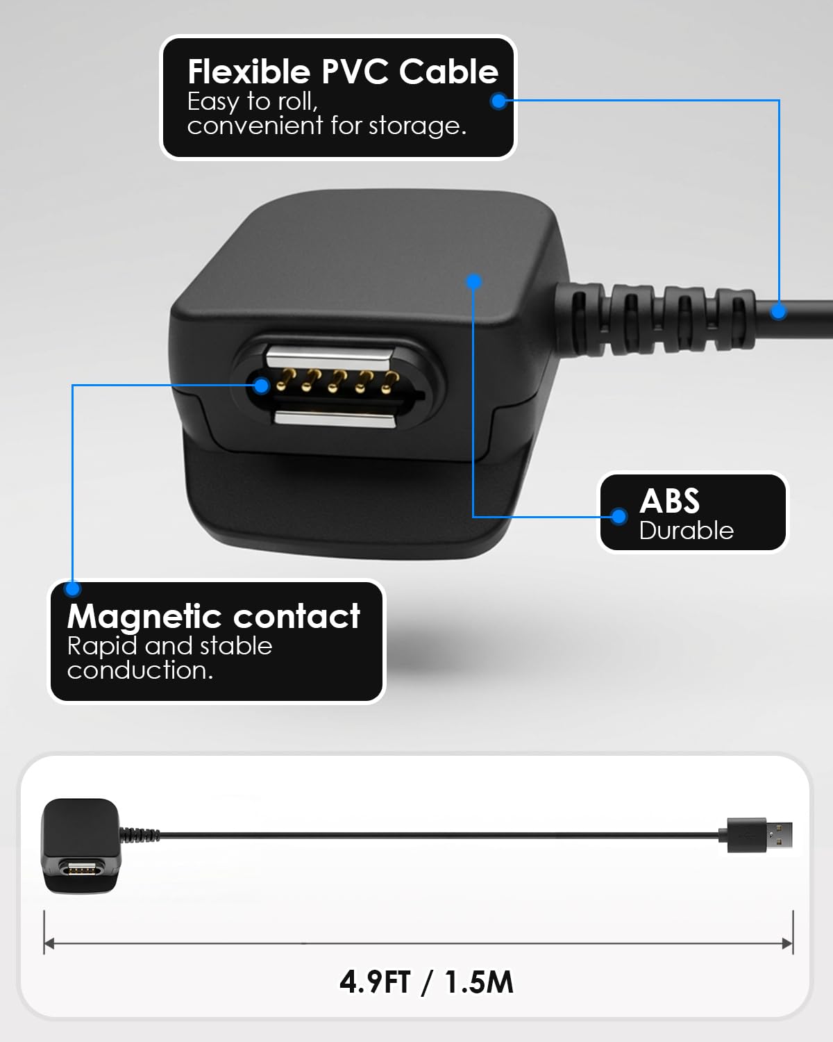 Cavo di ricarica magnetico compatibile con Halo Collar 4 5 Dog Fence USB