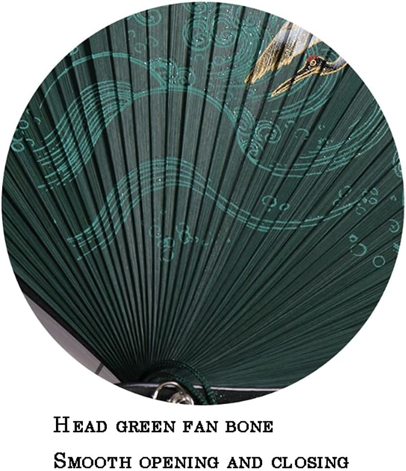 Folding Fan Chinese Style Bamboo Hand Fan, Ladies Craft Crane Folding Fan Gift Craft Tassel Folding Fan Home Ceremony Decorative Folding Fan (Color: B)