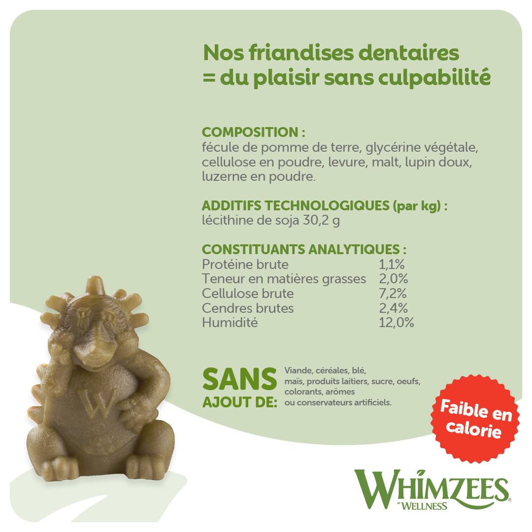 WHIMZEES Hérisson L, 6 Pièces – Taille L, Friandises pour Chiens de Grande Taille, Naturelles & sans Céréale, Végétariennes, sans Sucre Ajouté