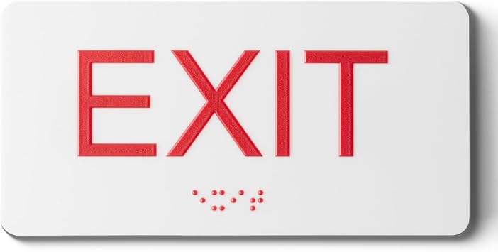 Exit Sign - 1Pk ADA Compliant Exit Signs With Braille and Raised Letters for Business, Emergency Exit Sign for Office Restroom Indoor Outdoor,Easy Installation-Horizontal 3 * 6 In