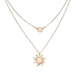 Double Chains Moon and Sun Layered Choker Necklace Sunflower Opal Pendant Necklace Gift for Women