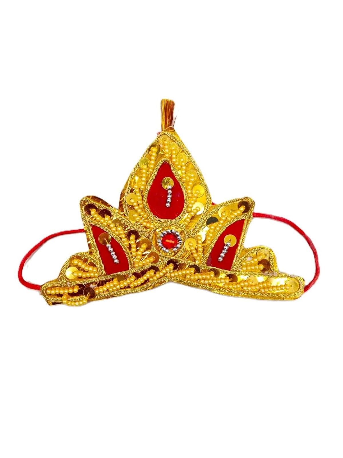 BookMyCostume Wood Krishna Jewellery For Kids 8-Pcs Complete|Janmashtami Photoshoot Props|Krishna Dress For Kids|Jewellery Accessory For Krishna Costume For Baby Boy|Dress Accessories β 0-7 Yrs 4